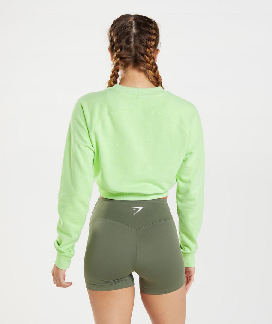 Correr Con Capucha Gymshark Entrenamiento Cropped Sueter Mujer Verde | CO 2607CTV